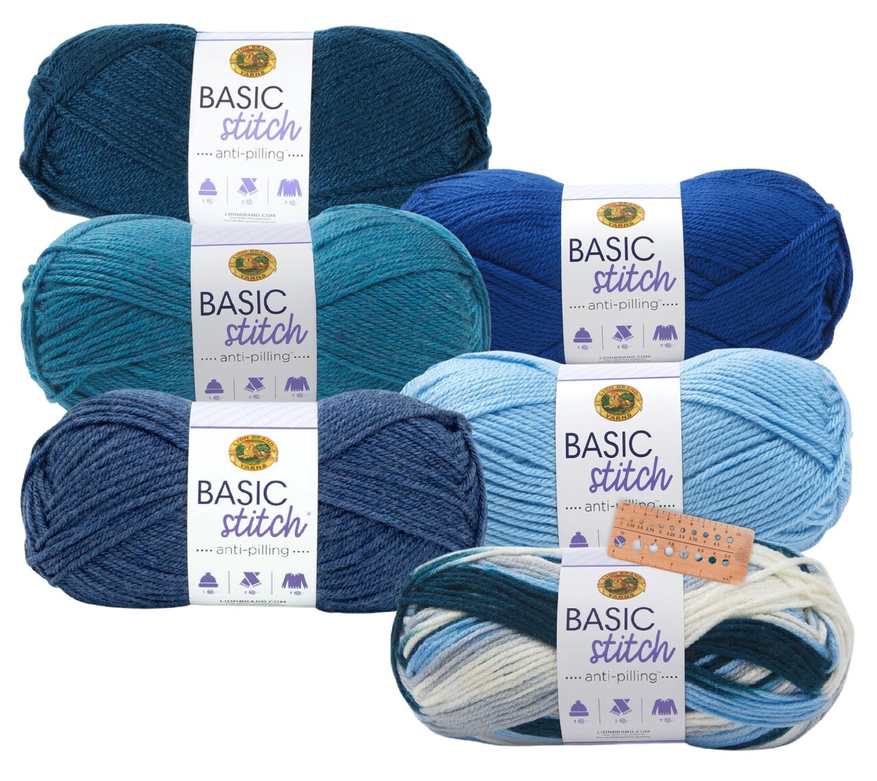 Lion Brand Yarn - Basic Stitch Anti-Pilling - 6 Color Assortments